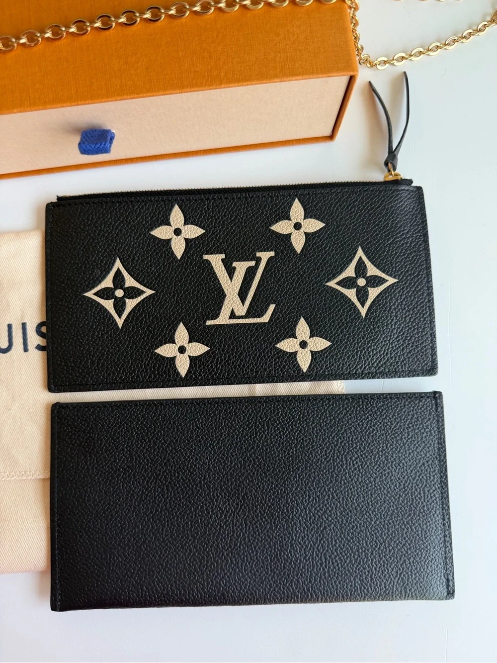 Authentic Louis Vuitton Felicie Pochette Bicolor Black Noir & Cream Crossbody